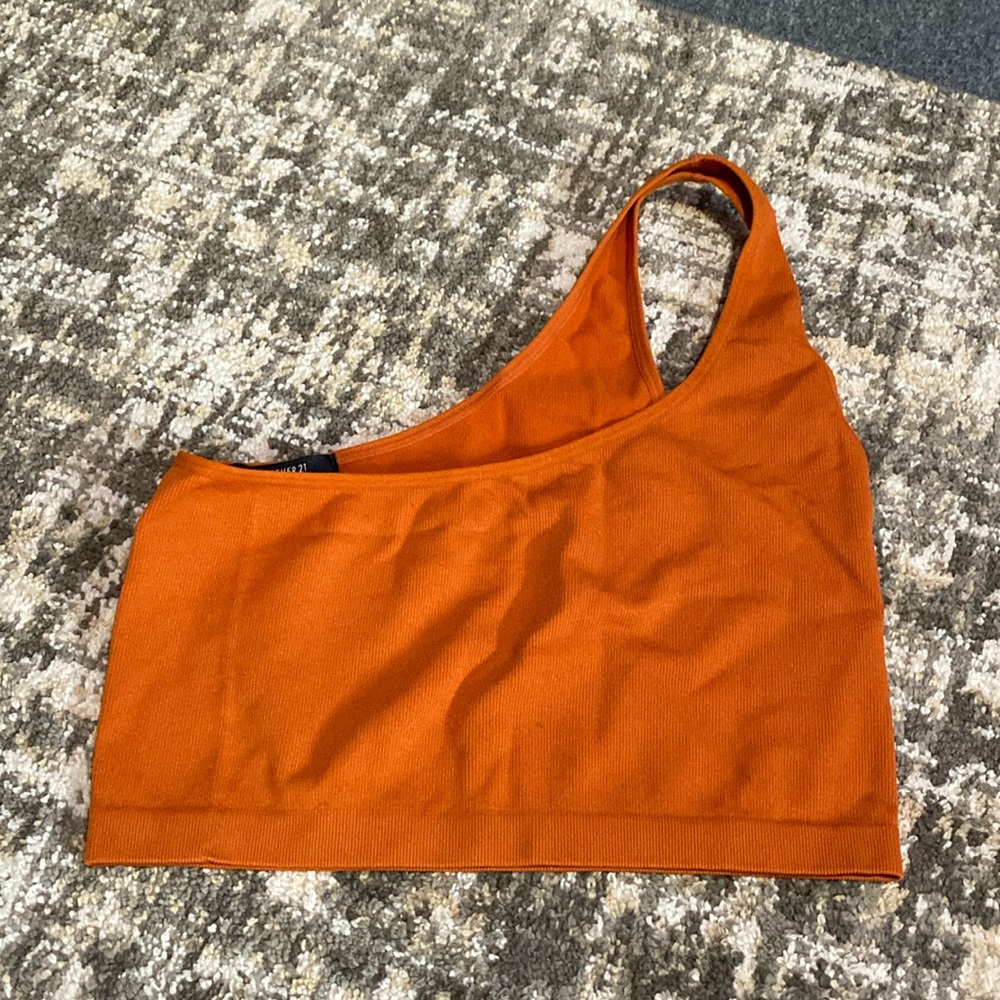 Forever 21 Orange One-Shoulder Crop Top